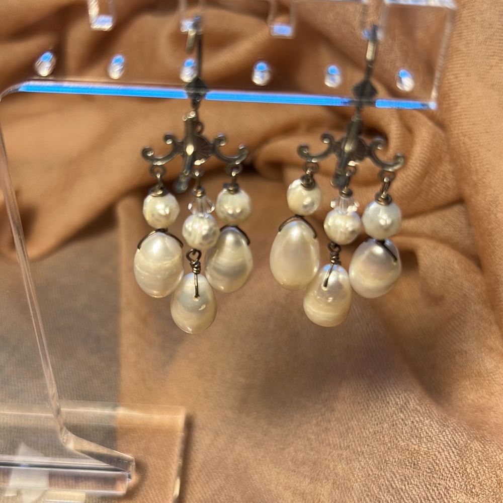 925 fresh water pearl chandelier earrings - Picture 6 of 7